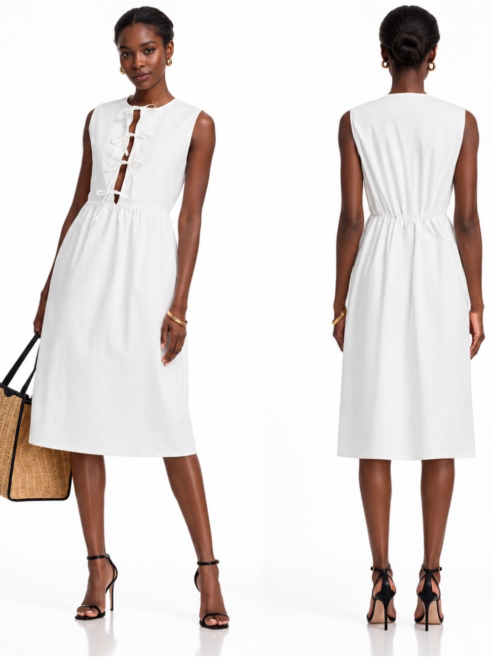 The Lulo Project Tie Front Midi Dress